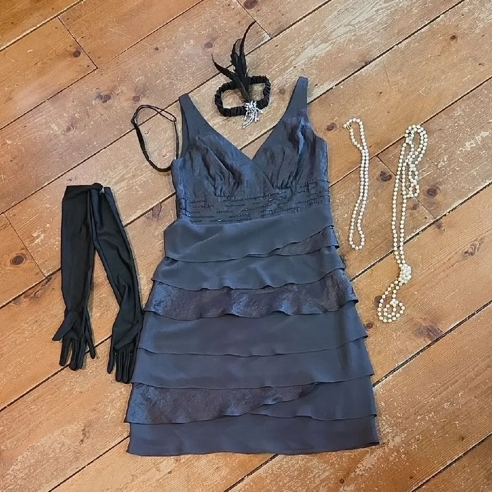 Roaring 20's Flapper‎ Dress With Accessories Adult Size 8